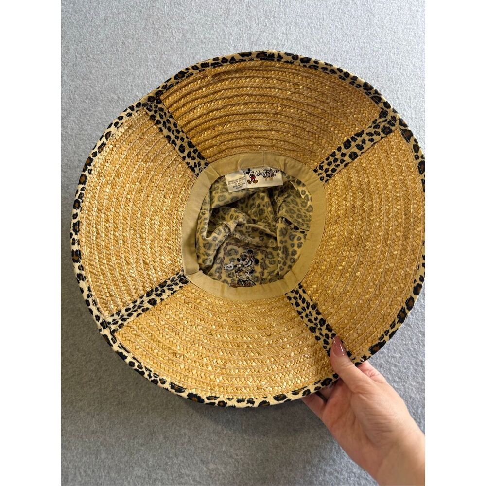 Disney Parks leopard print straw safari patchwork cloth top hat - Picture 3 of 4